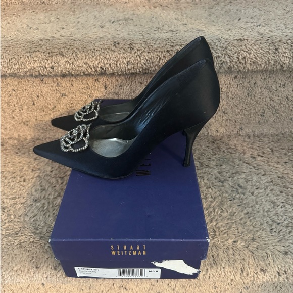 Barely worn Stuart Weitzman heels with rhinestone buckle! - Picture 4 of 7